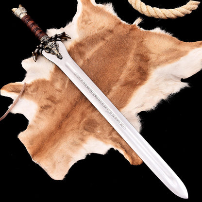 Ragnar Lothbrok Viking Sword – Hand Forged Norse Replica Blade with Leather Scabbard