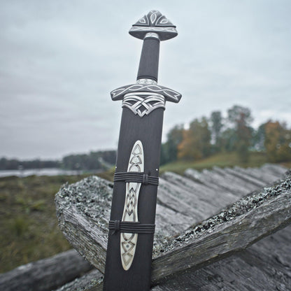 Hand Forged Damascus Steel Viking Sword – Northmen Norse Blade with Hardwood Scabbard